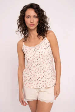 Pijama mujer corto tirantes detalles puntilla estampado | MUYDEMI<Ysabel Mora Online
