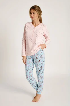 Pijama mujer largo algodón estampado tonos pastel | MUYDEMI<Ysabel Mora Online