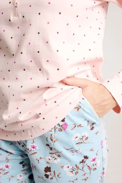 Pijama mujer largo algodón estampado tonos pastel | MUYDEMI<Ysabel Mora Online