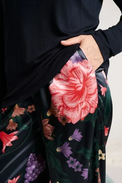 Pijama mujer largo pantalón satinado flores | MUYDEMI<Ysabel Mora Sale