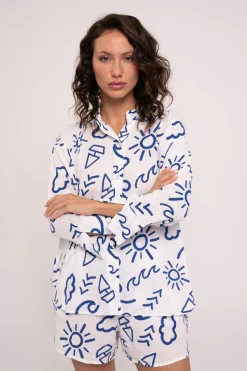 Pijama mujer shorts y camisa manga larga abotonada estampado | MUYDEMI<Ysabel Mora Discount