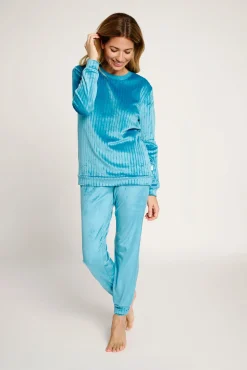 Pijama mujer terciopelo básico azul | MUYDEMI<Ysabel Mora
