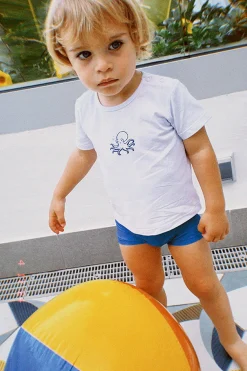 Set bebé bañador bóxer y camiseta blanca pulpo<Ysabel Mora Online