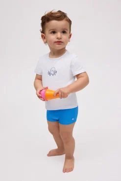 Set bebé bañador bóxer y camiseta blanca pulpo<Ysabel Mora Online