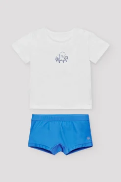 Set bebé bañador bóxer y camiseta blanca pulpo<Ysabel Mora Online