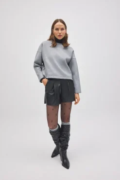 Shorts efecto piel negro<Ysabel Mora Sale