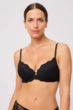 Sujetador con aro con relleno encaje negro<Ysabel Mora New