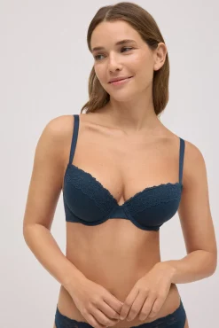 Sujetador push-up canalé con encaje copa B<Ysabel Mora New