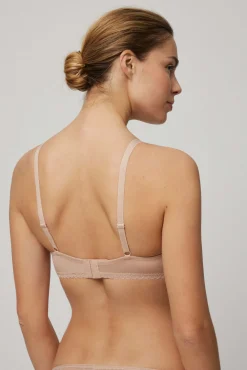 Sujetador sin aro con relleno triángulo con encaje nude<Ysabel Mora Outlet