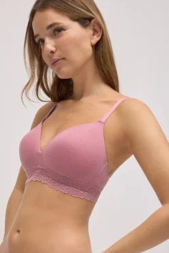 Sujetador sin aro con relleno canalé con encaje copa B<Ysabel Mora Outlet