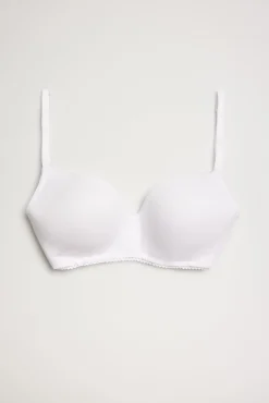 Sujetador sin aro con relleno algodón orgánico copas C y D blanco<Ysabel Mora Online