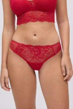 Tanga encaje y plumeti rojo<Ysabel Mora Sale