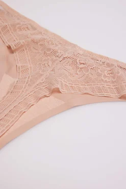 Tanga invisible con encaje nude<Ysabel Mora Clearance