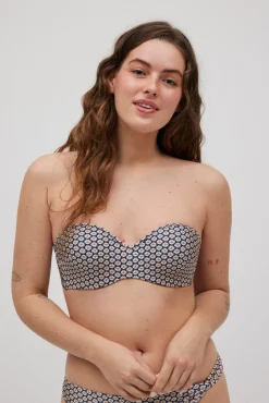 Top bikini bandeau estampado con brillo copa C<Ysabel Mora Online