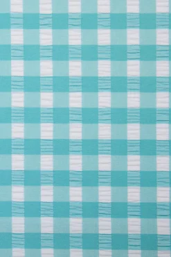 Top bikini triángulo vichy con textura azul copa B<Ysabel Mora