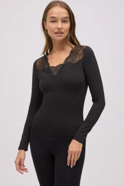 TÉRMICO Camiseta térmica cuello pico con encaje<Ysabel Mora Sale