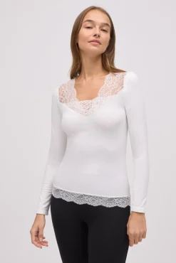 TÉRMICO Camiseta térmica cuello pico con encaje<Ysabel Mora Online