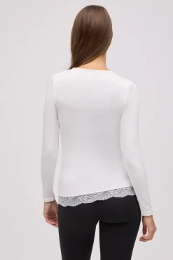 TÉRMICO Camiseta térmica cuello pico con encaje<Ysabel Mora Online