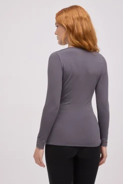 TÉRMICO Camiseta térmica cuello pico detalles encaje gris<Ysabel Mora Sale