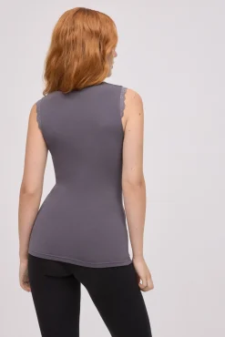 TÉRMICO Camiseta térmica tirantes cuello pico detalles de encaje gris<Ysabel Mora Clearance