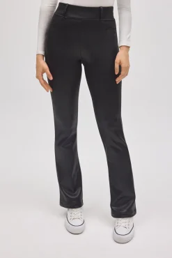 TÉRMICO Pantalón afelpado elástico efecto piel flare negro<Ysabel Mora Outlet