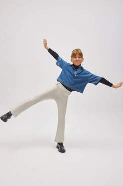 TÉRMICO Pantalón afelpado niña efecto piel flare marfil<Ysabel Mora Sale