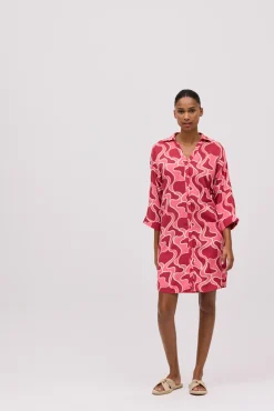 Vestido corto camisero manga larga estampado<Ysabel Mora Sale