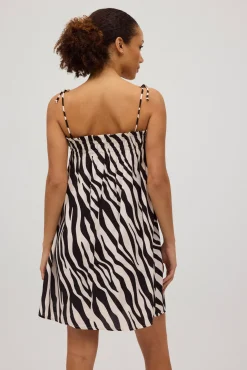 Vestido corto tirantes anudados animal print<Ysabel Mora Best