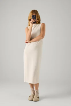 Vestido largo liso sin mangas marfil<Ysabel Mora