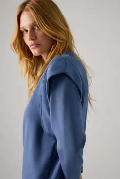 Vestido liso manga larga azul<Ysabel Mora Sale