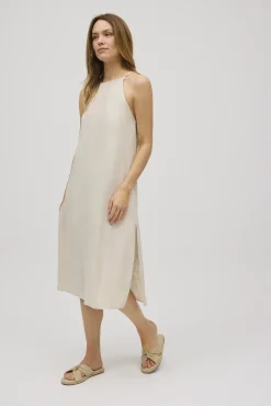 Vestido midi recto con lino<Ysabel Mora Clearance