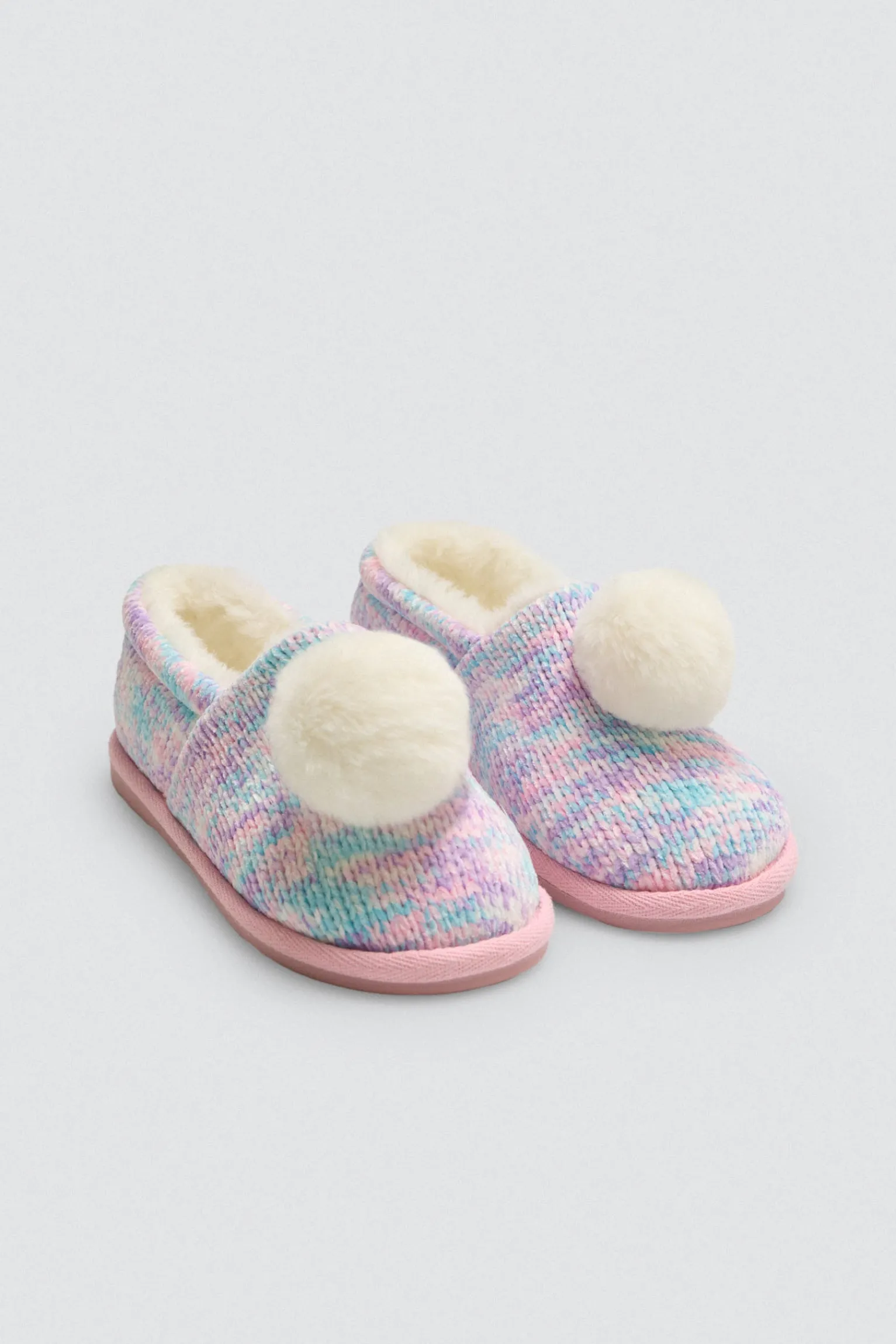 Zapatillas de casa coloridas con pompón y tejido trenzado<Ysabel Mora Sale