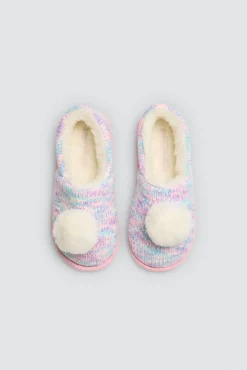 Zapatillas de casa coloridas con pompón y tejido trenzado<Ysabel Mora Sale