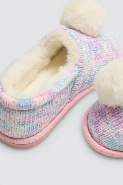 Zapatillas de casa coloridas con pompón y tejido trenzado<Ysabel Mora Sale