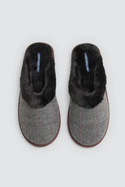 Zapatillas de casa cuadros con pelo<Ysabel Mora New