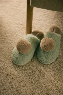 Zapatillas de casa pompones y pelo suave<Ysabel Mora Discount