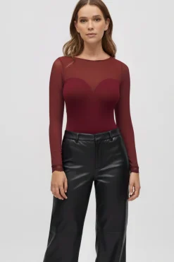 Body lencero manga larga espalda abierta granate<Ysabel Mora