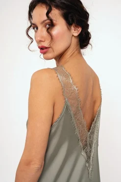 Camisón mujer midi satén verde|MUYDEMI<Ysabel Mora Online