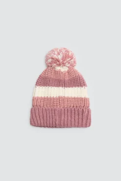 Gorro de punto con pompón rayas<Ysabel Mora Best