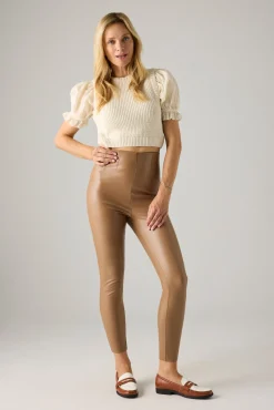 Pantalones térmicos efecto piel camel<Ysabel Mora