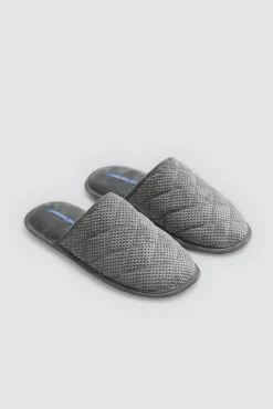 Zapatilla de casa acolchada y aterciopelada gris<Ysabel Mora Discount